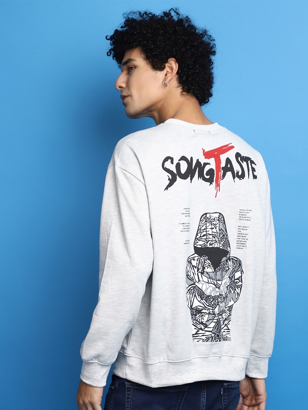 

V-Mart Graphic Printed Fleece Pullover Sweatshirt, Grey