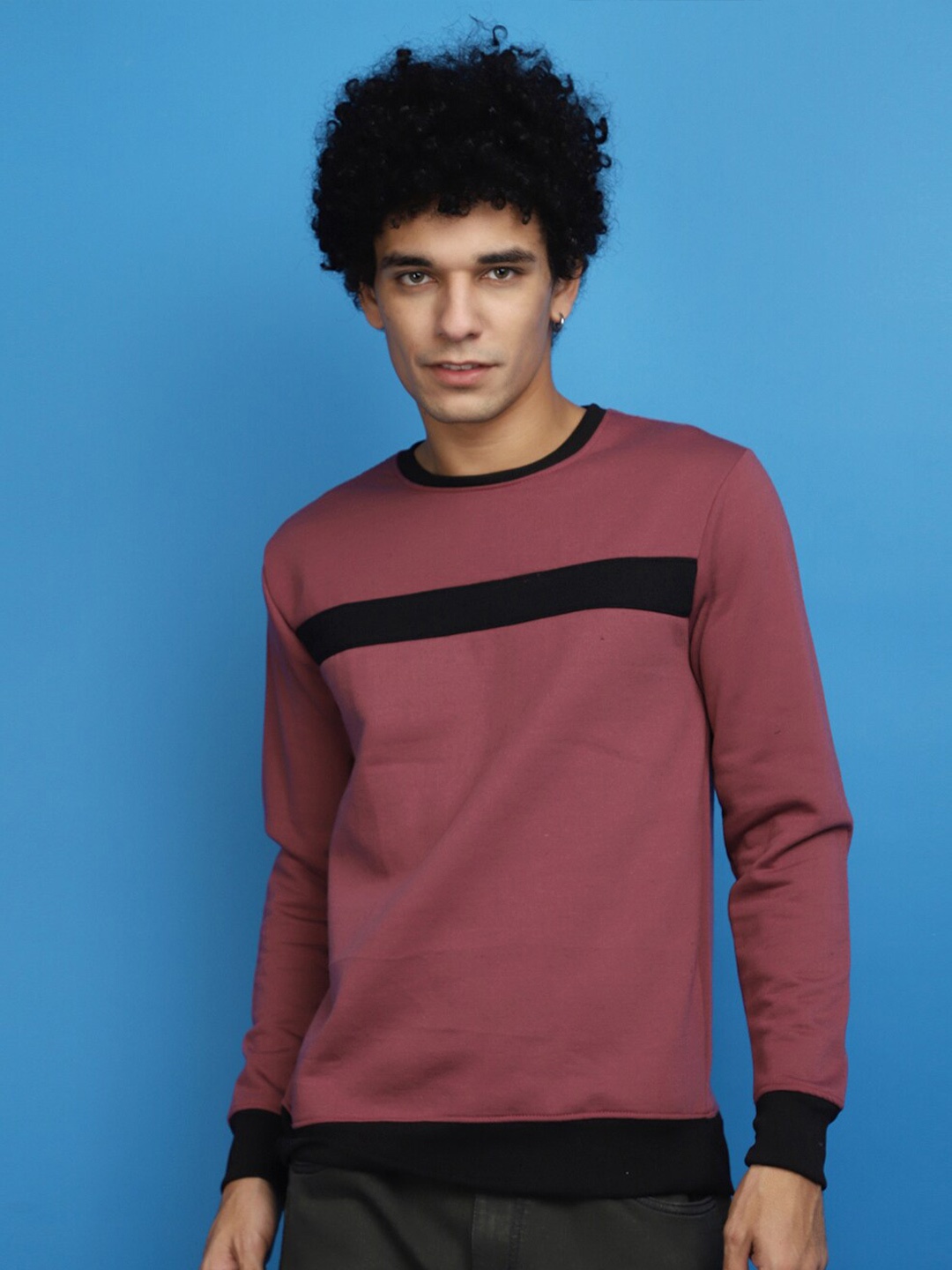 

V-Mart Colourblocked Fleece Pullover Sweatshirt, Purple
