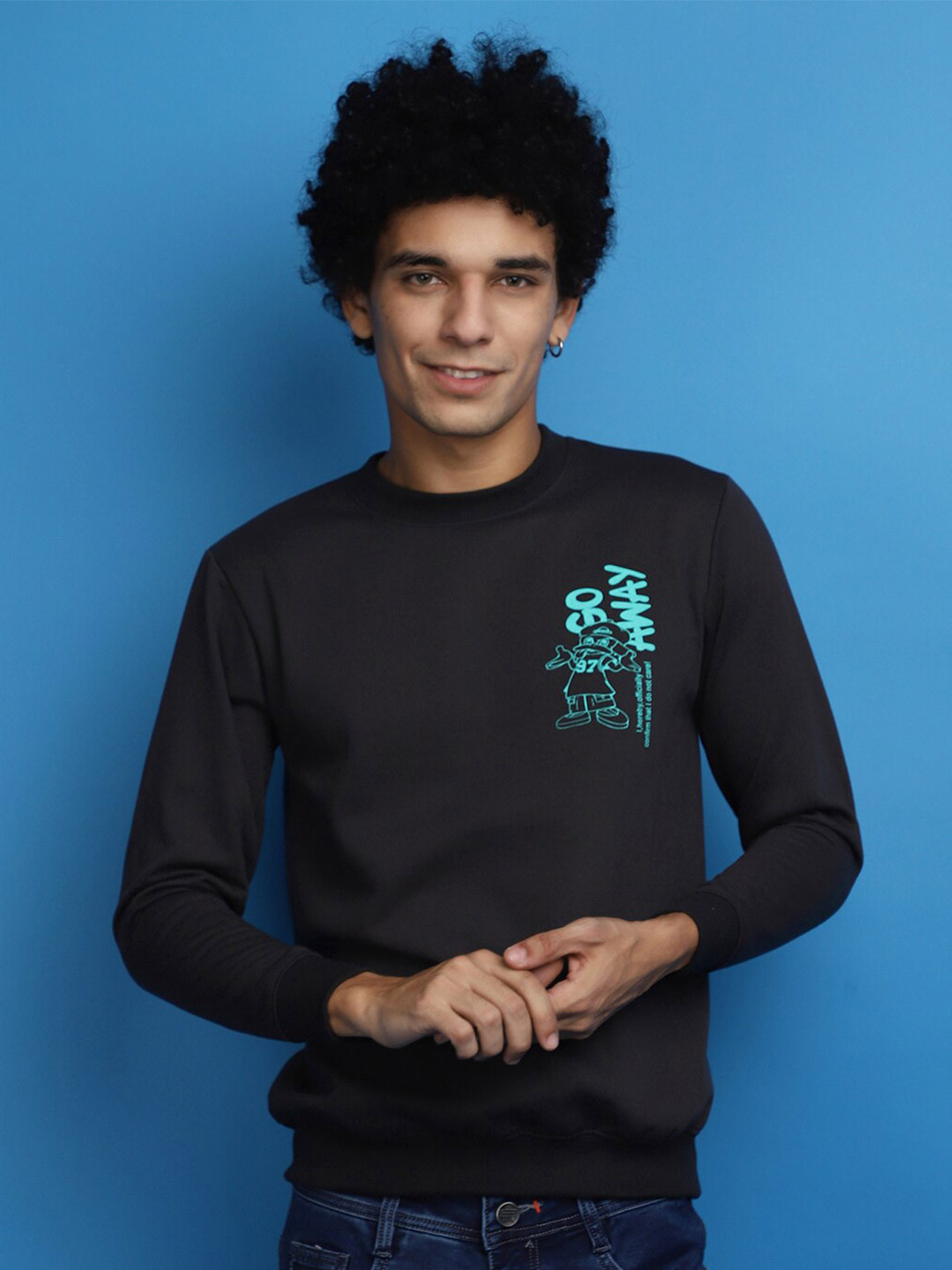 

V-Mart Donald Duck Printed Fleece Pullover Sweatshirt, Black