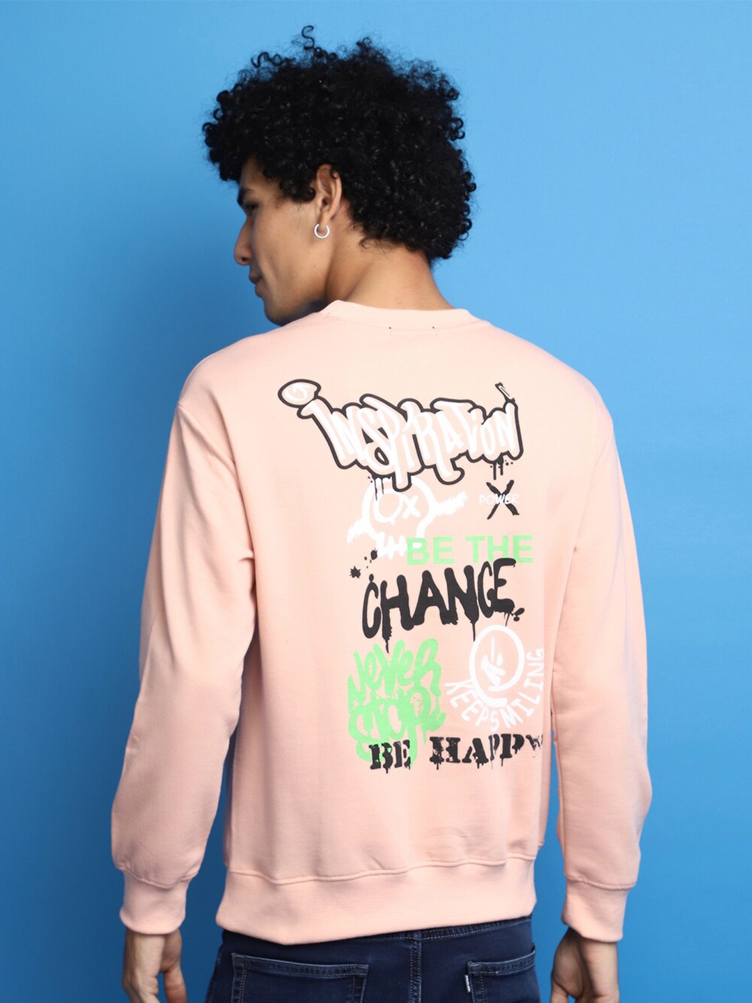 

V-Mart Typography Printed Fleece Pullover Sweatshirt, Pink