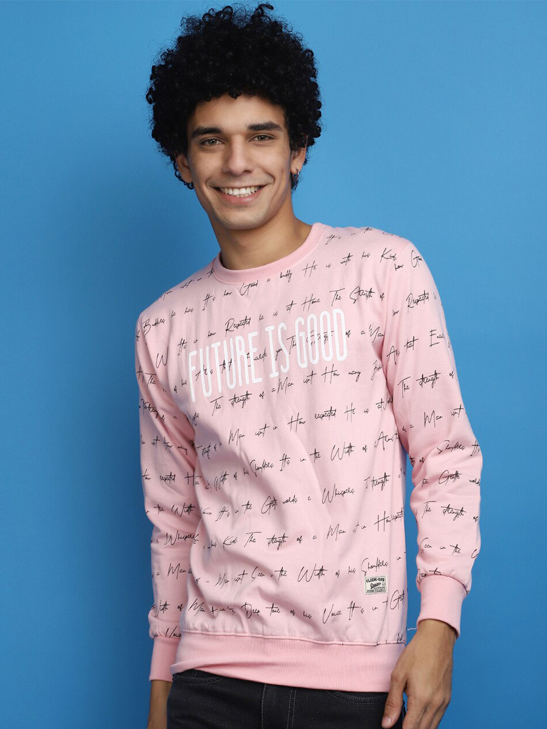 

V-Mart Typography Printed Fleece Pullover Sweatshirt, Pink
