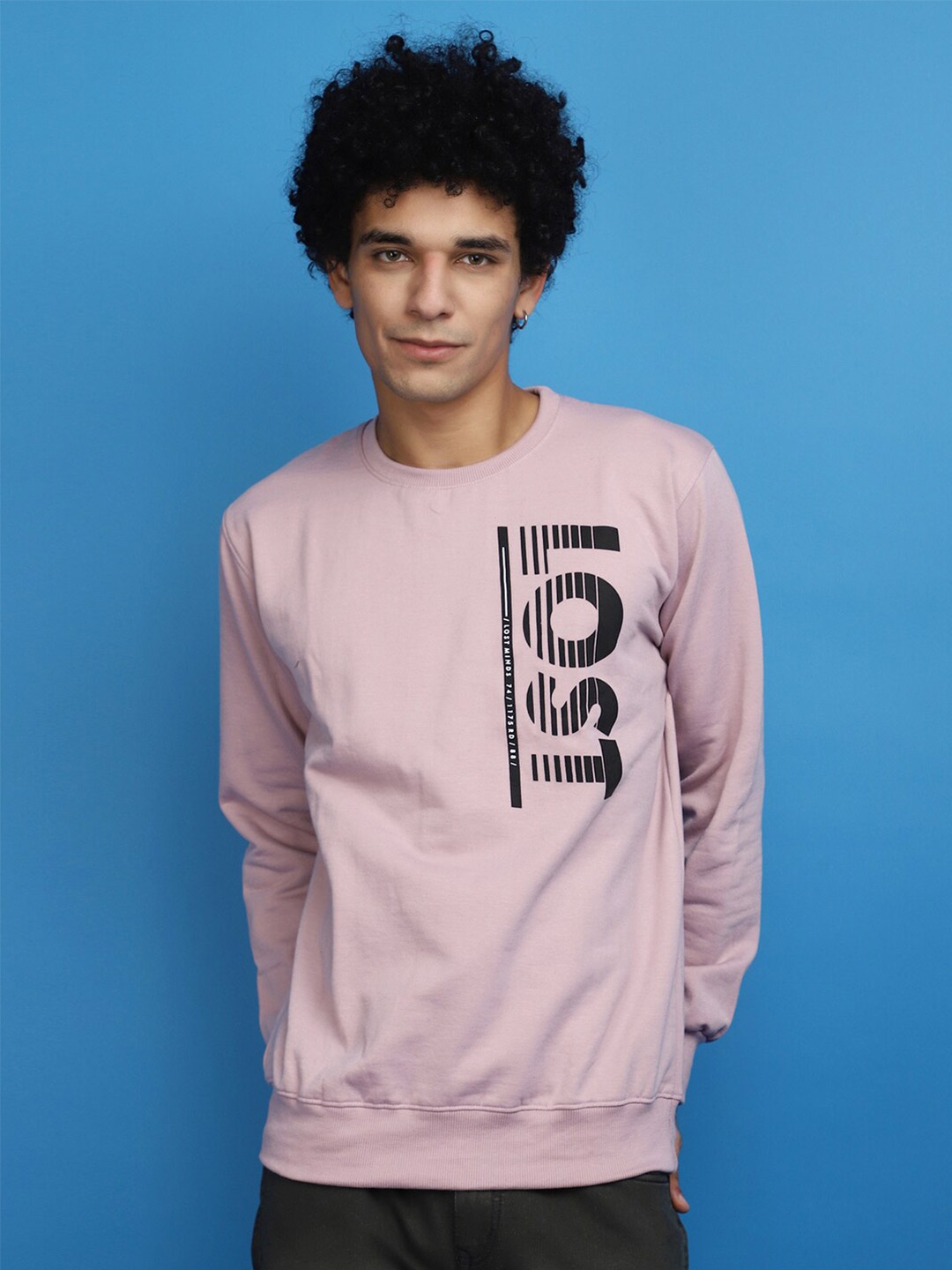 

V-Mart Typography Printed Round Neck Fleece Pullover Sweatshirt, Purple