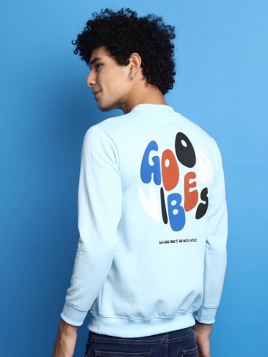 

V-Mart Typography Printed Fleece Sweatshirt, Blue