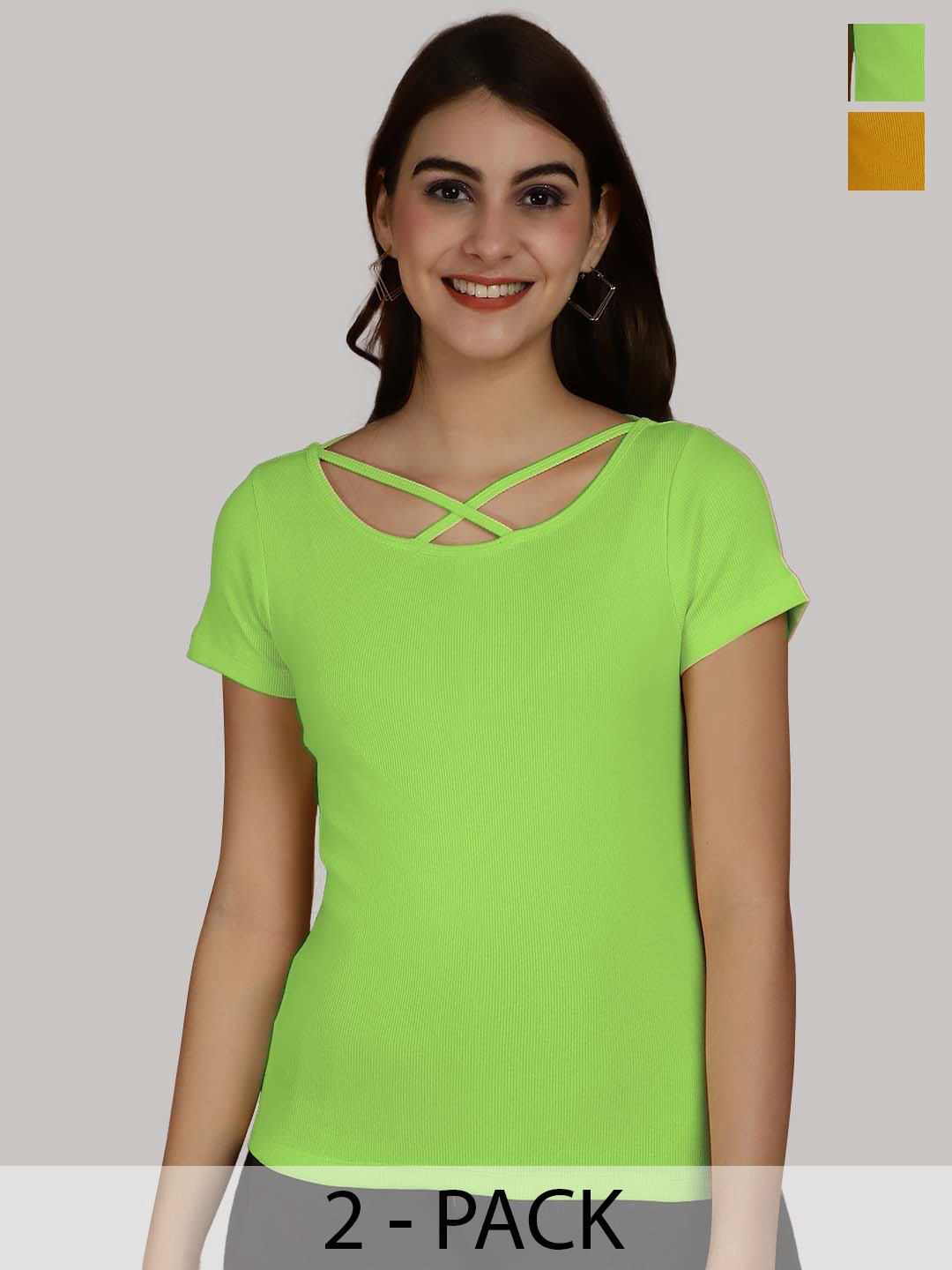 

Friskers Green & Mustard Yellow Cotton Top