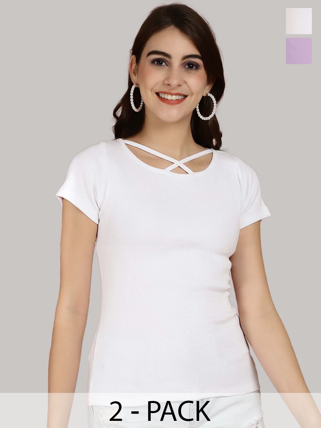 

Friskers White & Purple Cotton Top