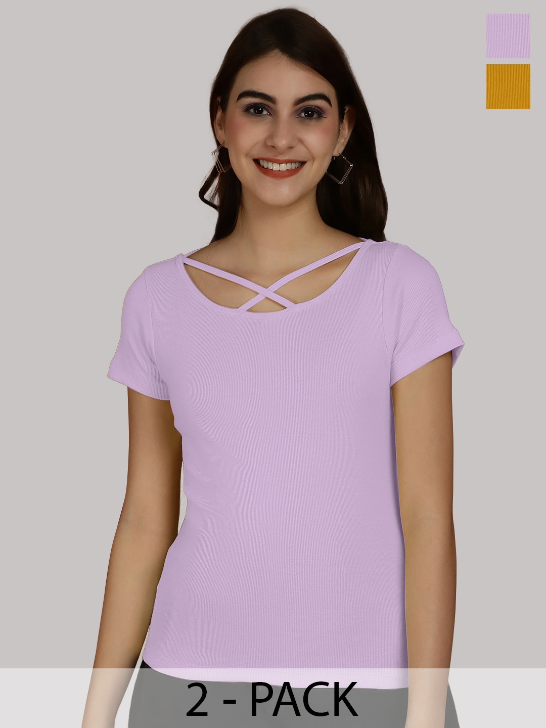 

Friskers Purple & Mustard Yellow Cotton Top