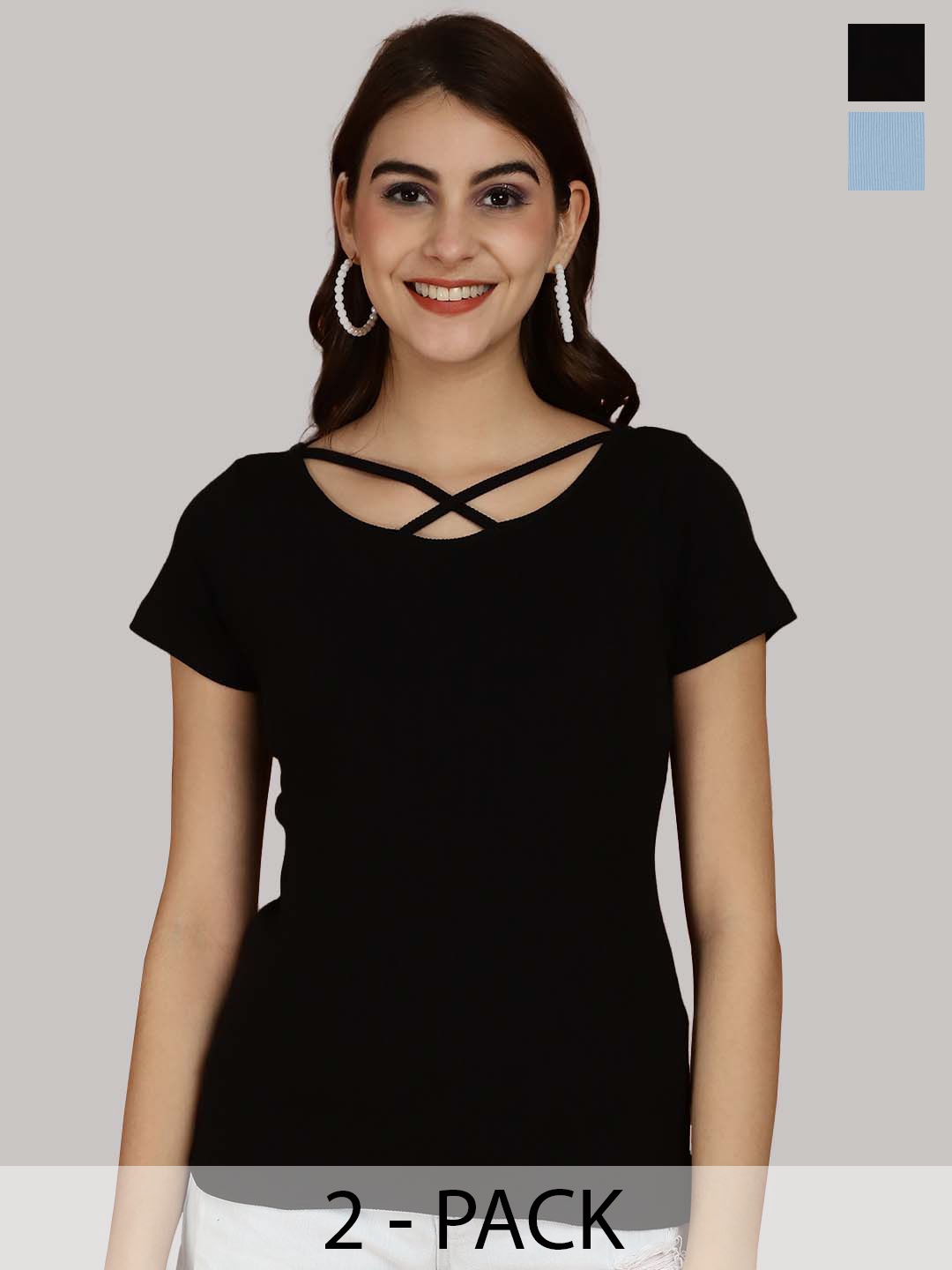 

Friskers Black & Turquoise Blue Cotton Top