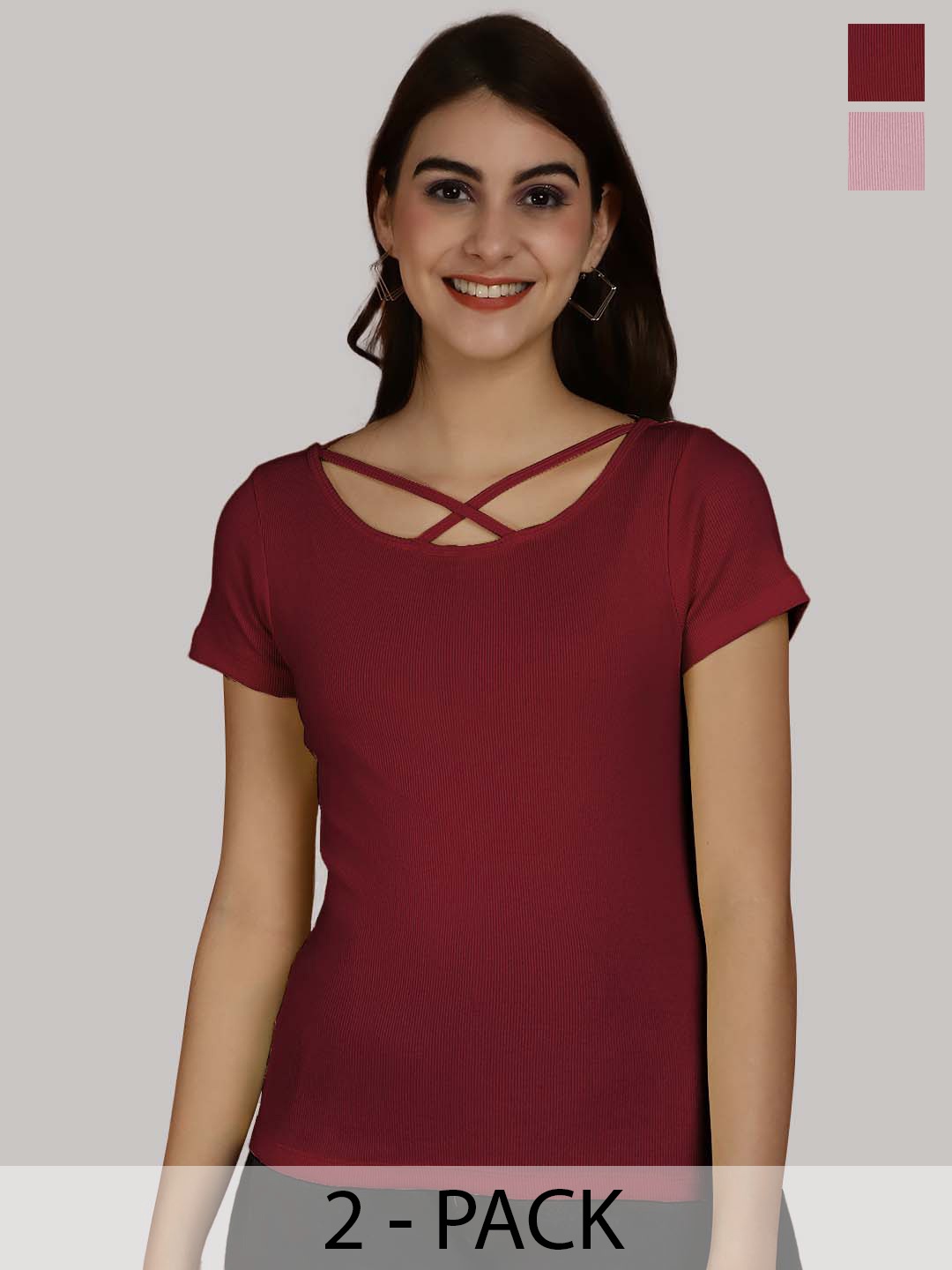 Friskers Maroon & Coral Cotton Top