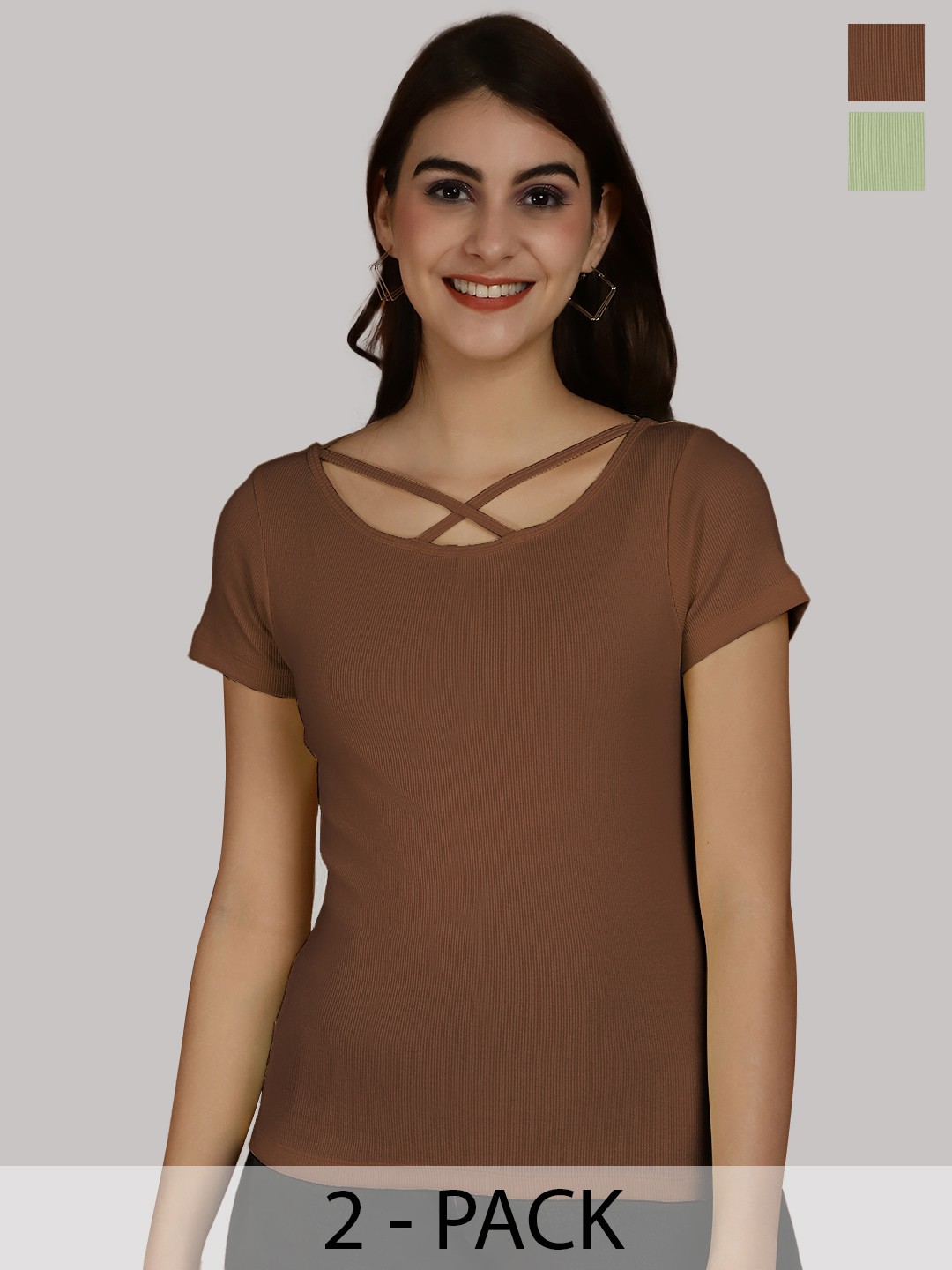 

Friskers Brown & Sea Green Cotton Top