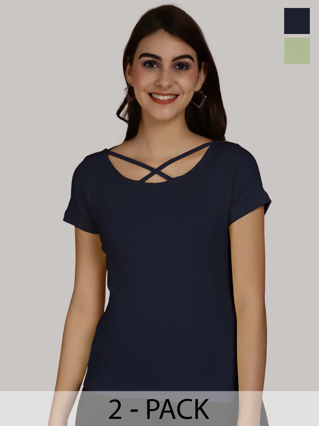 

Friskers Navy Blue & Sea Green Cotton Top