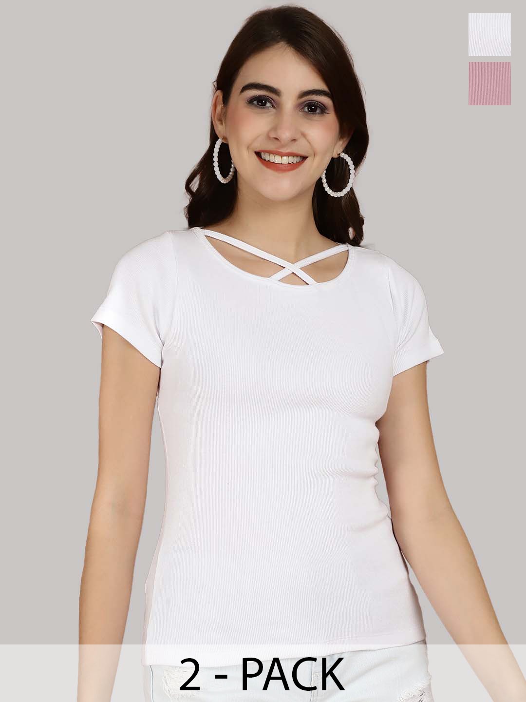 

Friskers White & Coral Cotton Top