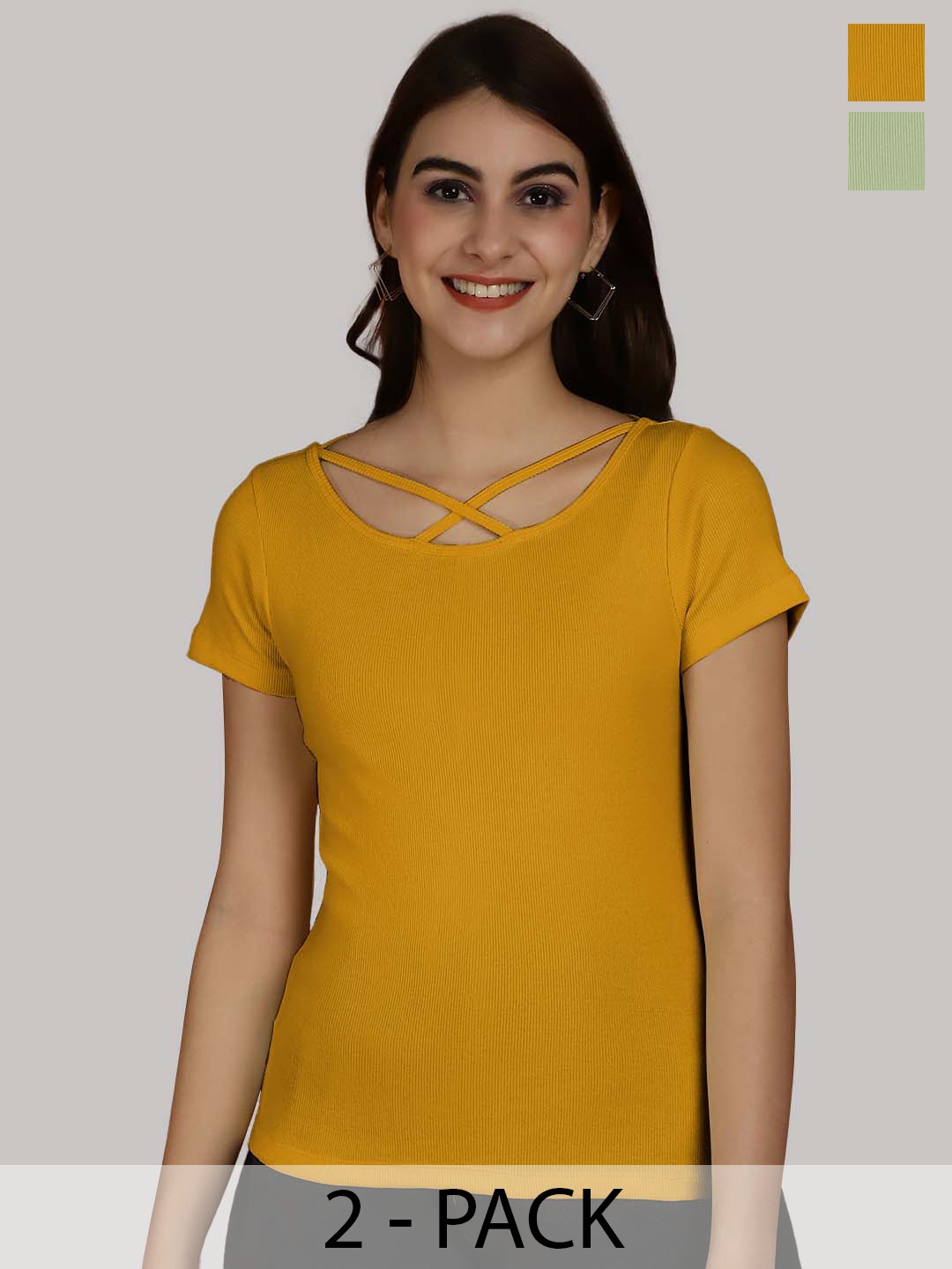 

Friskers Mustard Yellow & Sea Green Cotton Top