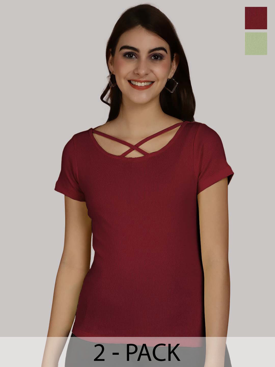 

Friskers Maroon & Sea Green Cotton Top