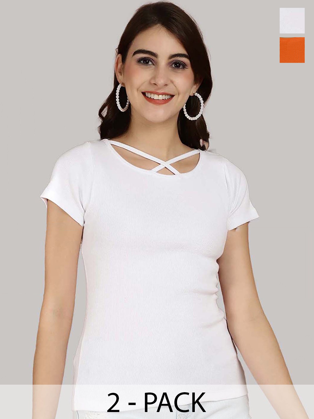 

Friskers White & Orange Cotton Top