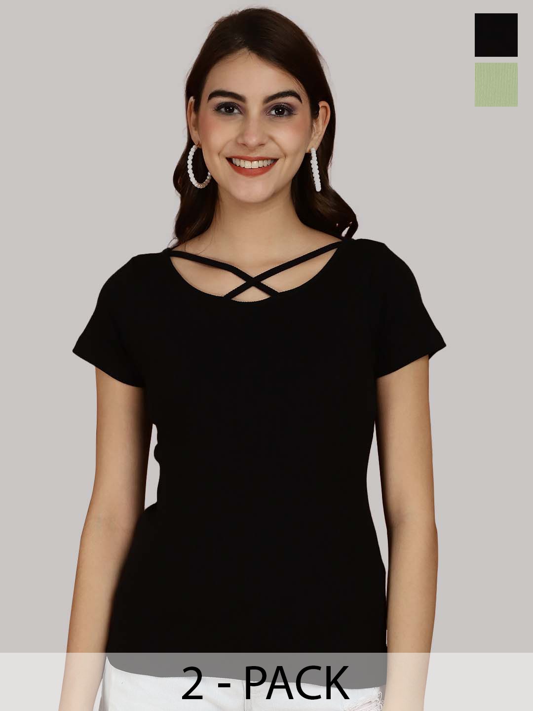 

Friskers Black & Sea Green Cotton Top