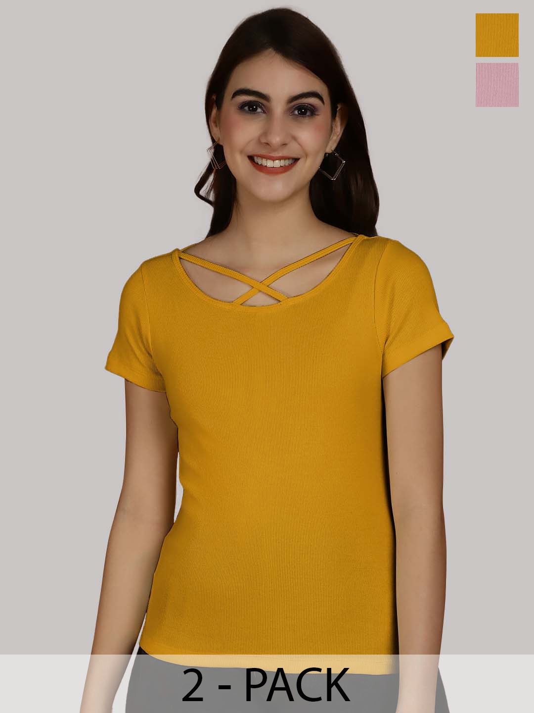 

Friskers Mustard Yellow & Coral Cotton Top
