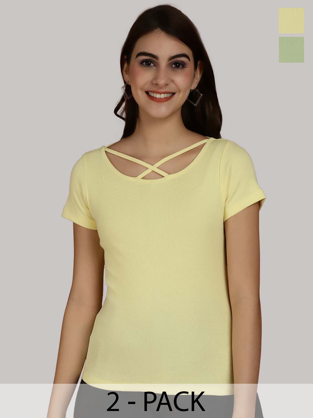 

Friskers Yellow & Sea Green Cotton Top