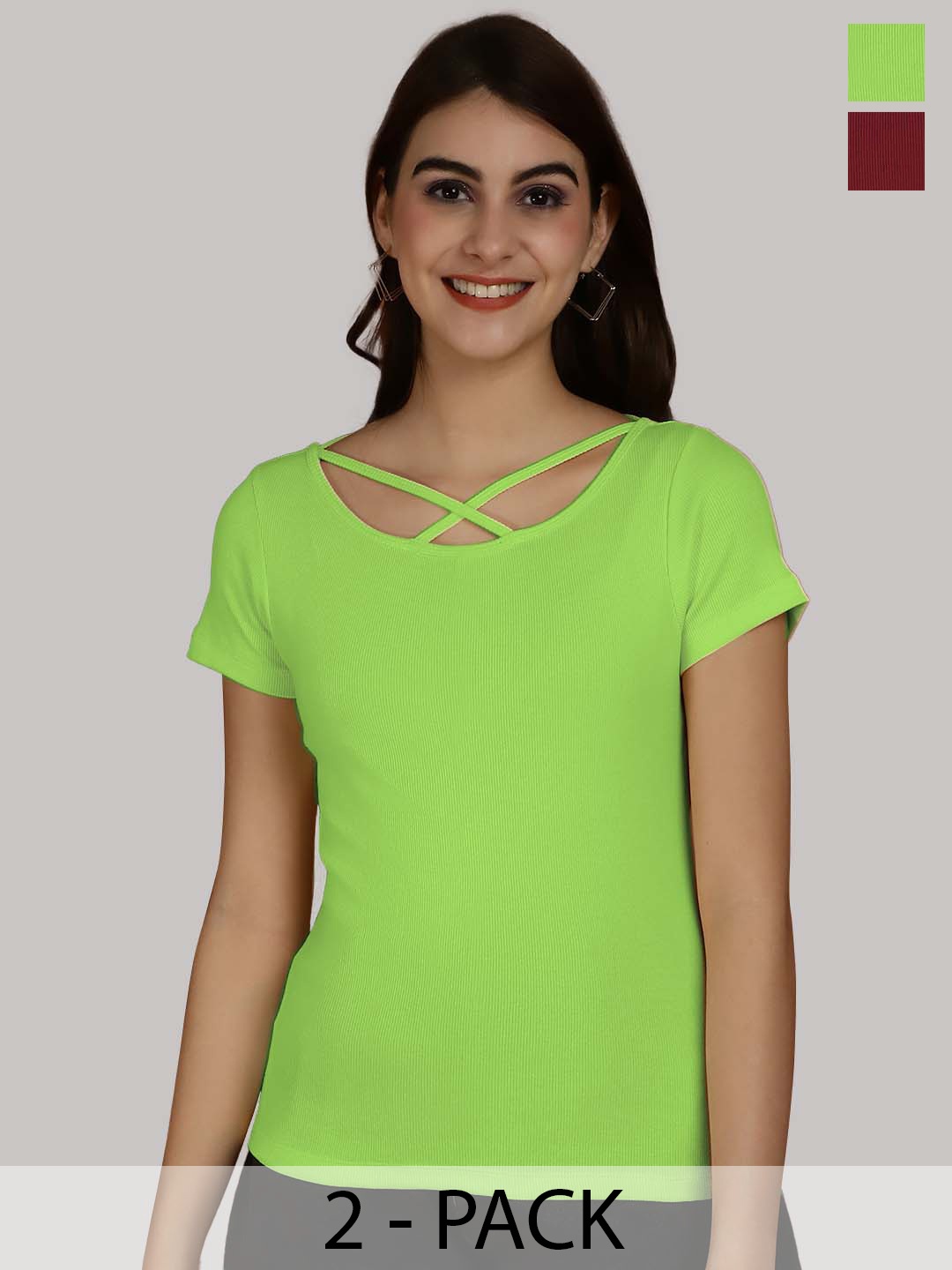 

Friskers Green & Maroon Cotton Top