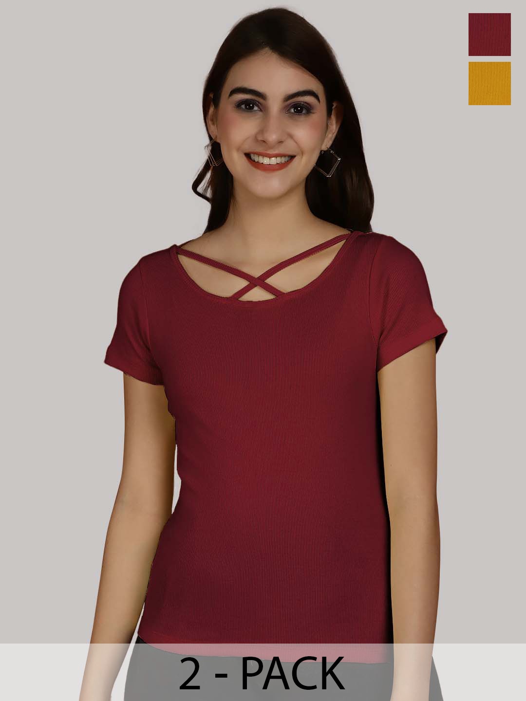 

Friskers Maroon & Mustard Yellow Cotton Top