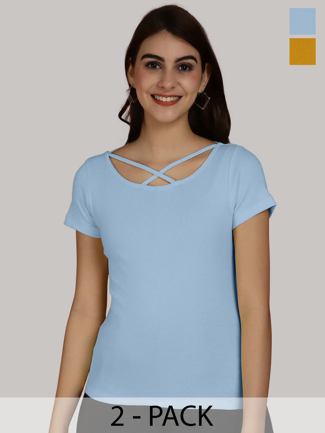 

Friskers Turquoise Blue & Mustard Yellow Cotton Top