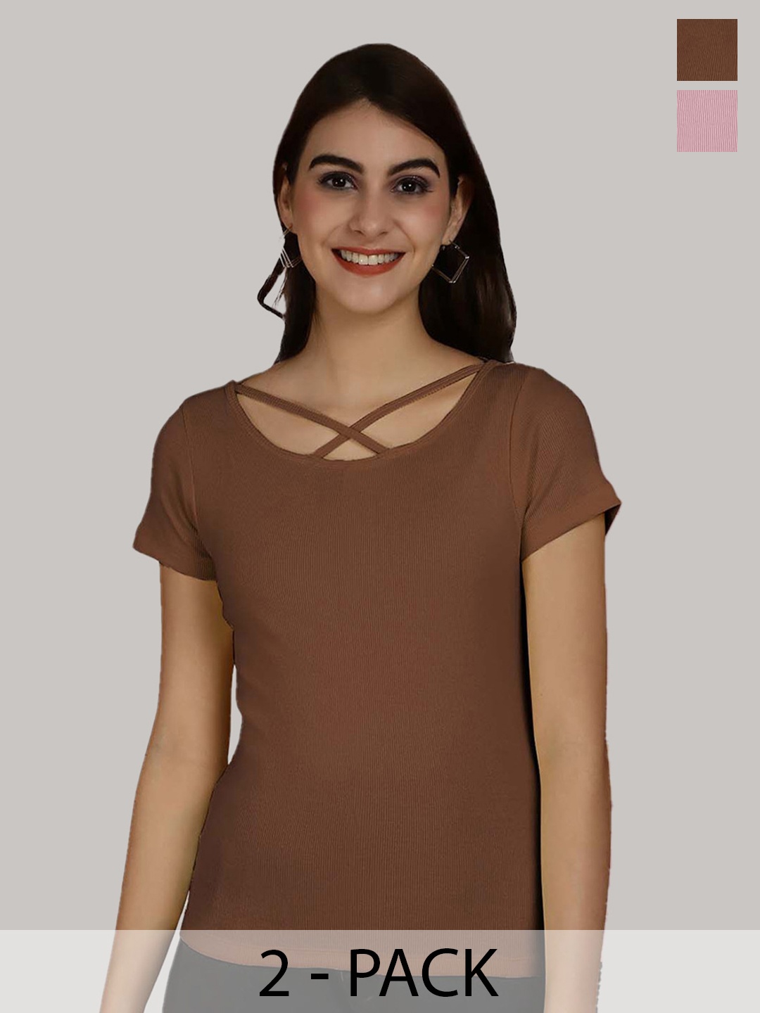 

Friskers Pack Of 2 Pure Cotton Top, Brown