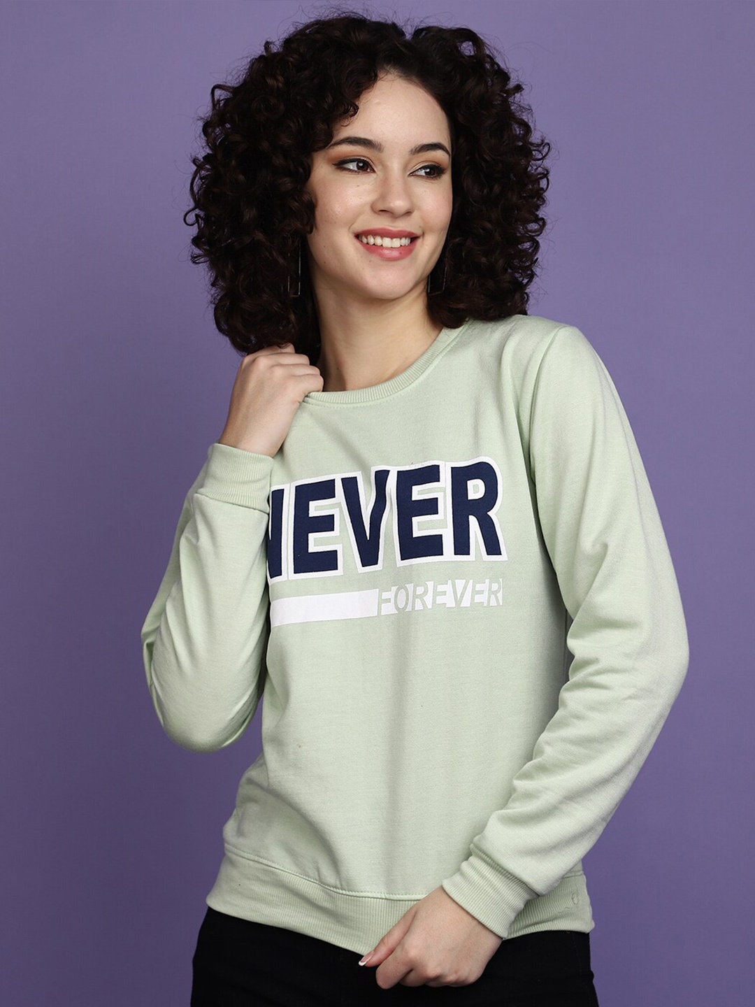 

V-Mart Typography Printed Cotton Pullover Sweatshirt, Green