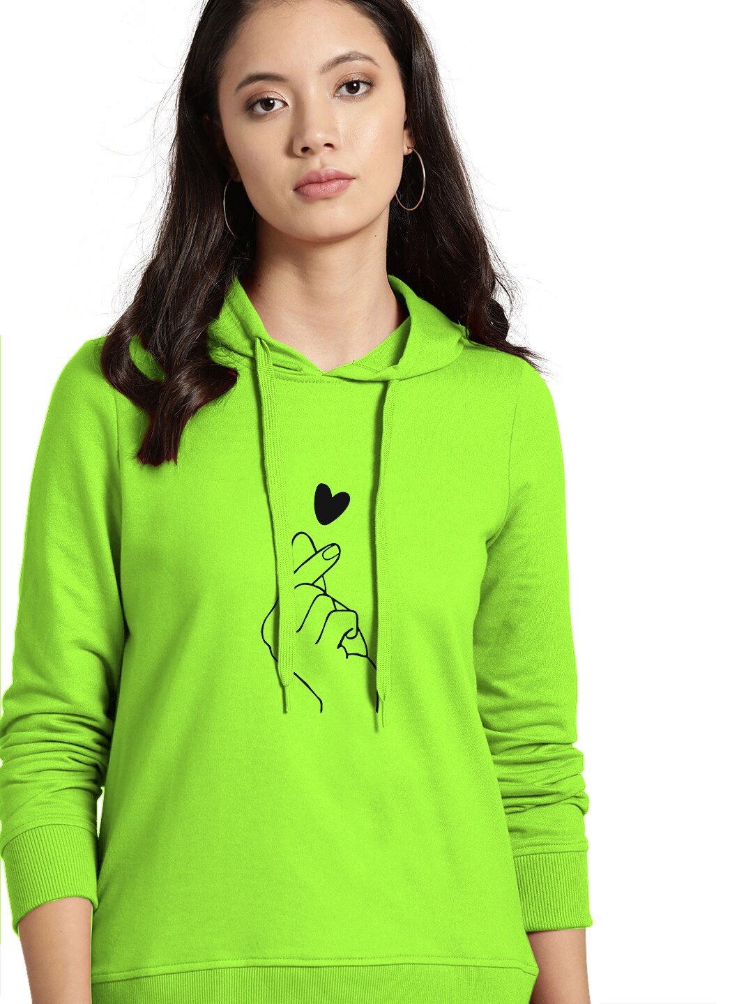 

BAESD Graphic Printed Cotton Hooded Sweatshirt, Green