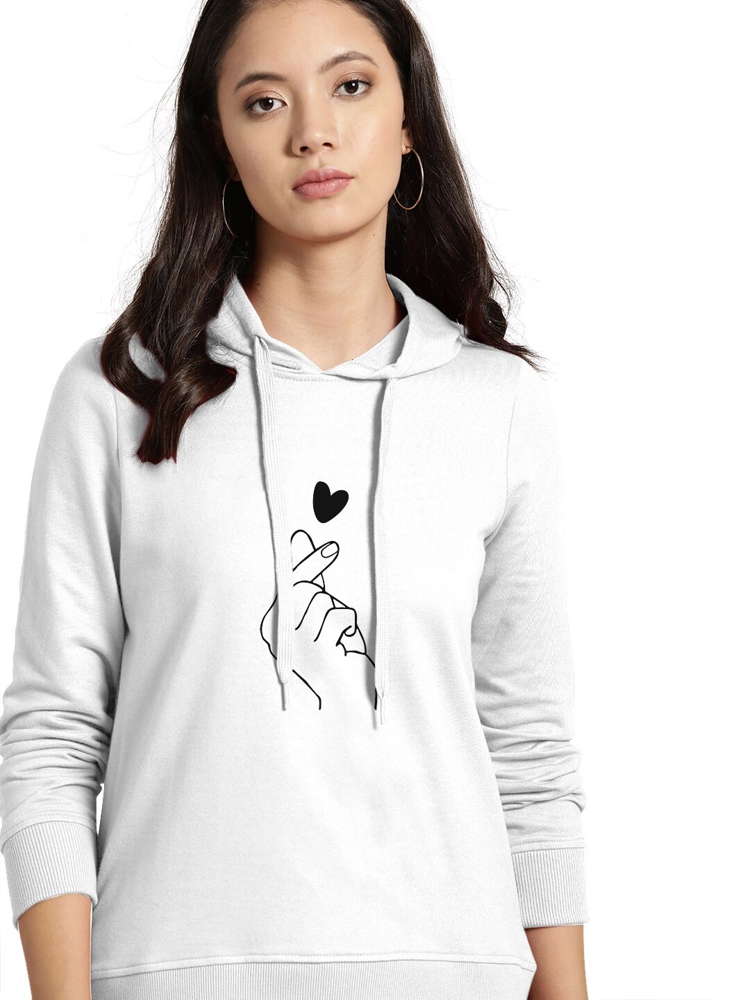

BAESD Graphic Printed Hooded Cotton Pullover Sweatshirt, White