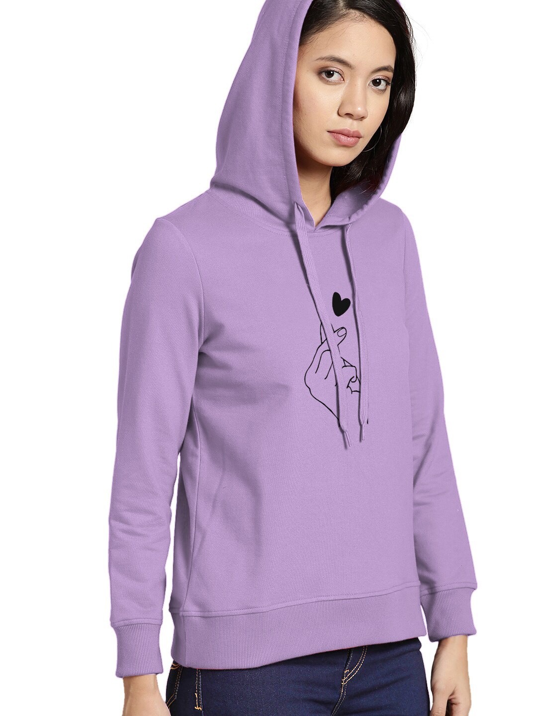 

BAESD Graphic Printed Cotton Hooded Sweatshirt, Lavender