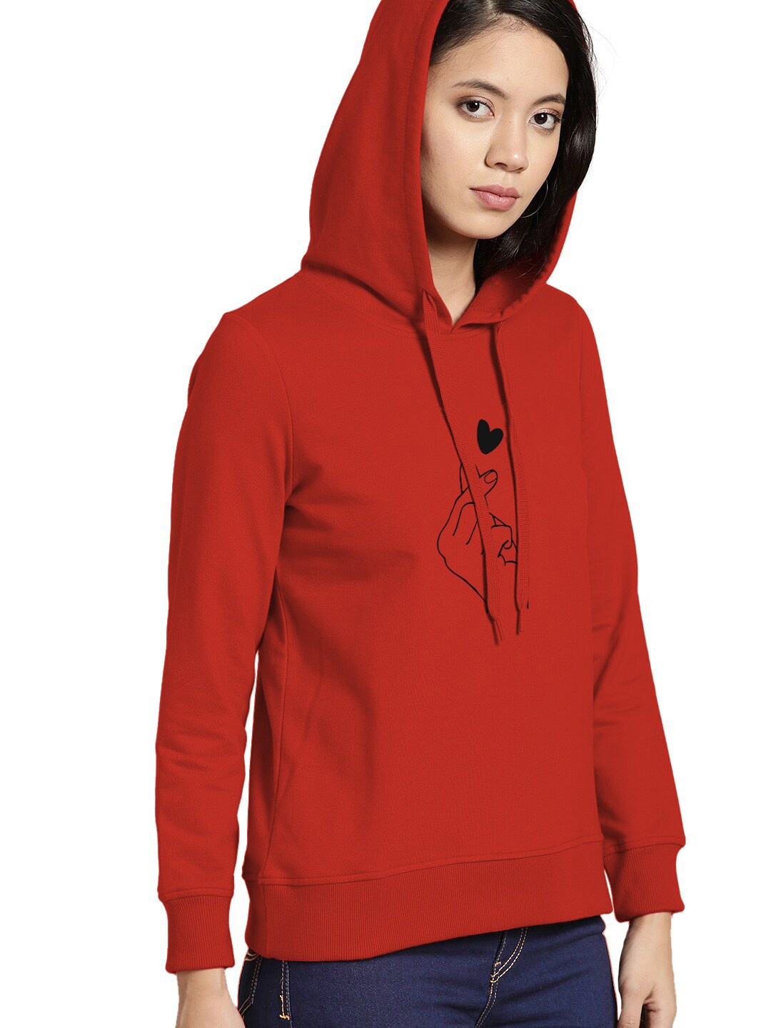 

BAESD Graphic Printed Cotton Hooded Sweatshirt, Red