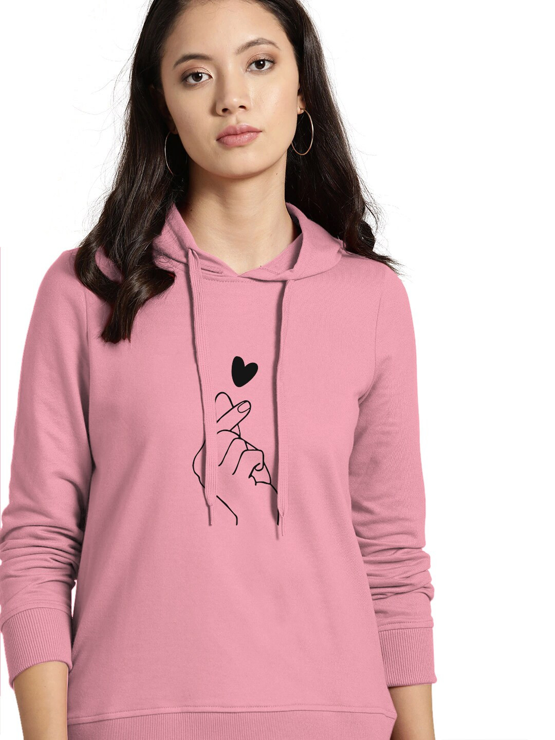 

BAESD Graphic Printed Hooded Cotton Pullover Sweatshirt, Pink
