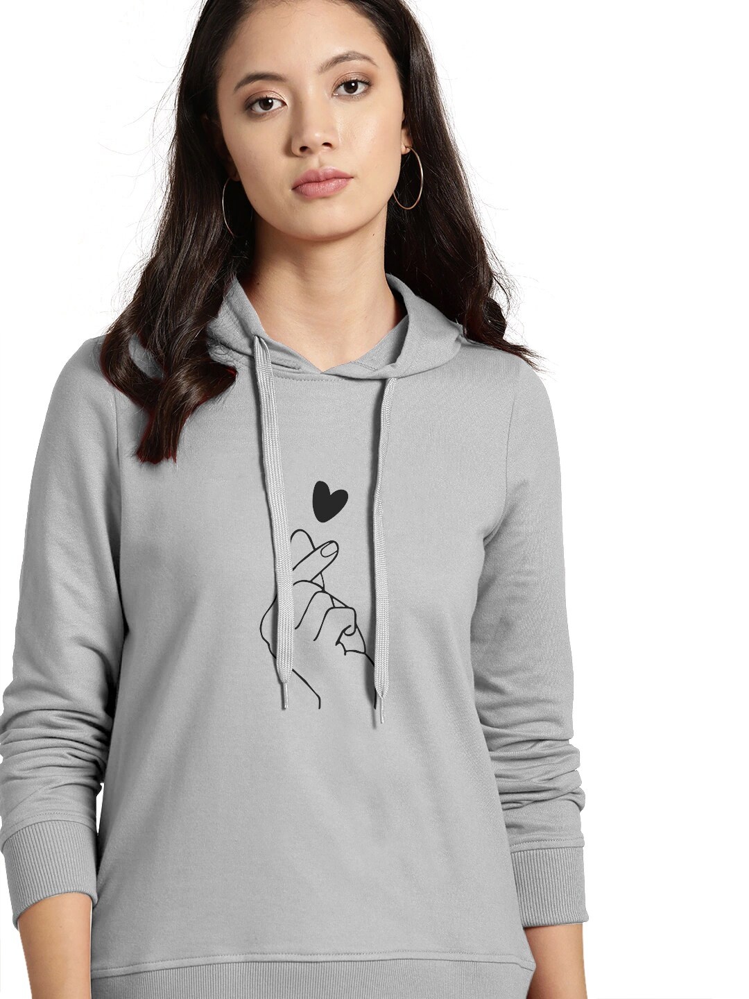 

BAESD Graphic Printed Cotton Hooded Sweatshirt, Grey