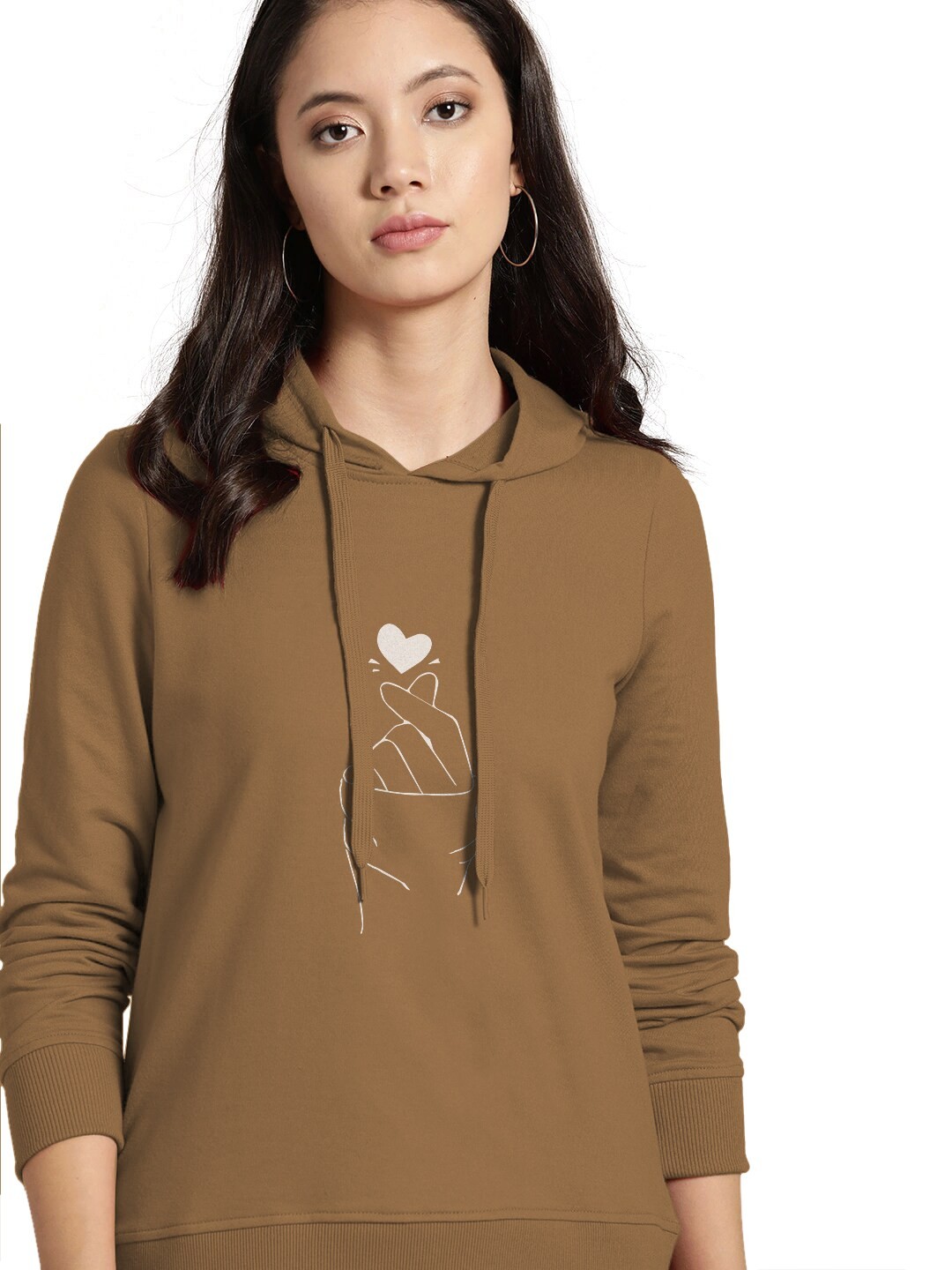 

BAESD Graphic Printed Hooded Cotton Pullover Sweatshirt, Brown