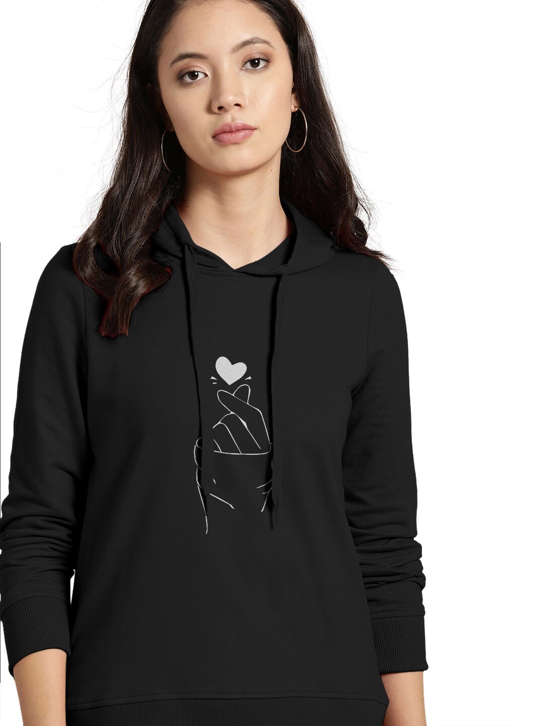 

BAESD Graphic Printed Hooded Cotton Pullover Sweatshirt, Black