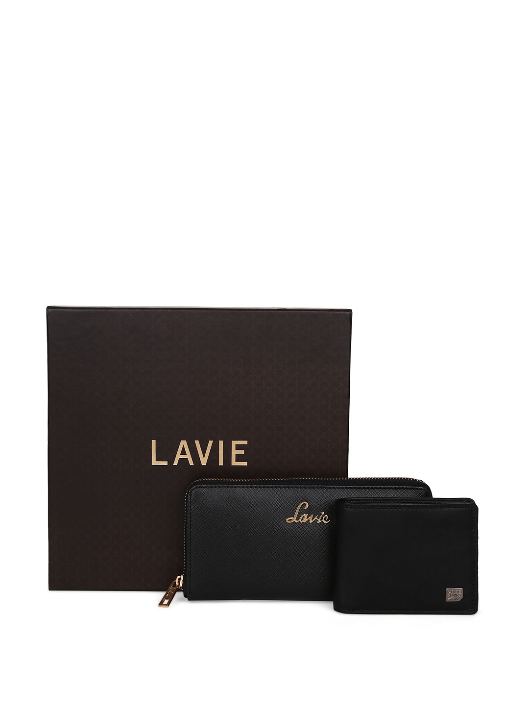 

Lavie Unisex Brand Logo Textured Wallet, Black