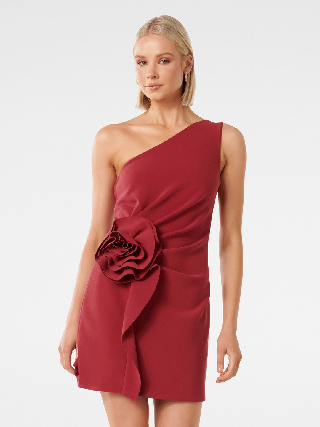 

Forever New One Shoulder Sheath Mini Dress, Red
