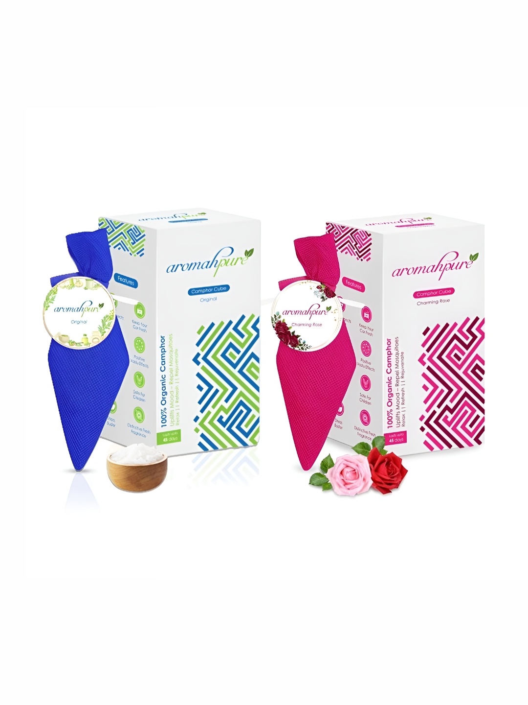 

Aromahpure Blue & Pink 2 Pieces Camphor Cube Rose Home Fragrances