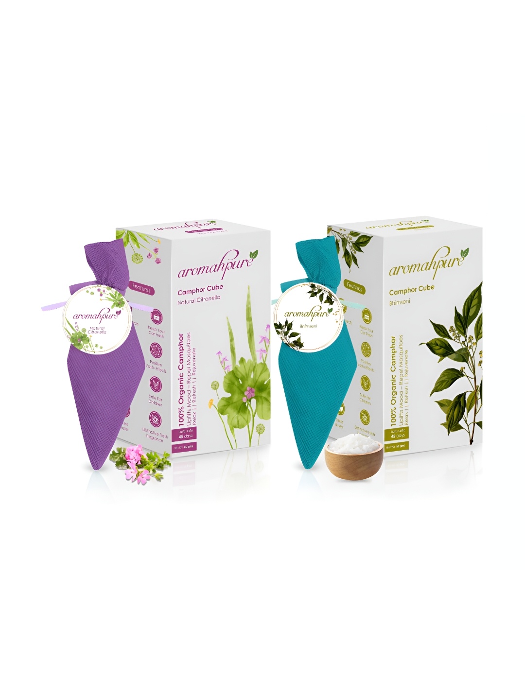 

Aromahpure 2-Pcs Purple Bhimseni & Natural Citronella Air Freshener