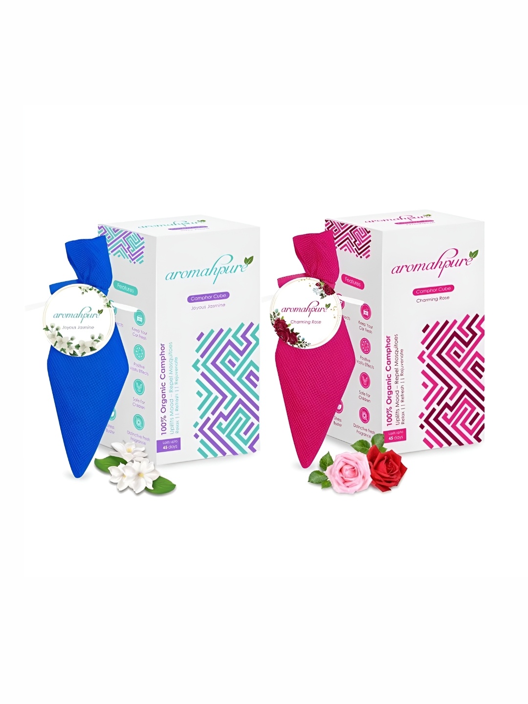 

Aromahpure Pink & Blue 2 Pieces Rose & Jasmine Camphor Cube Home Fragrances
