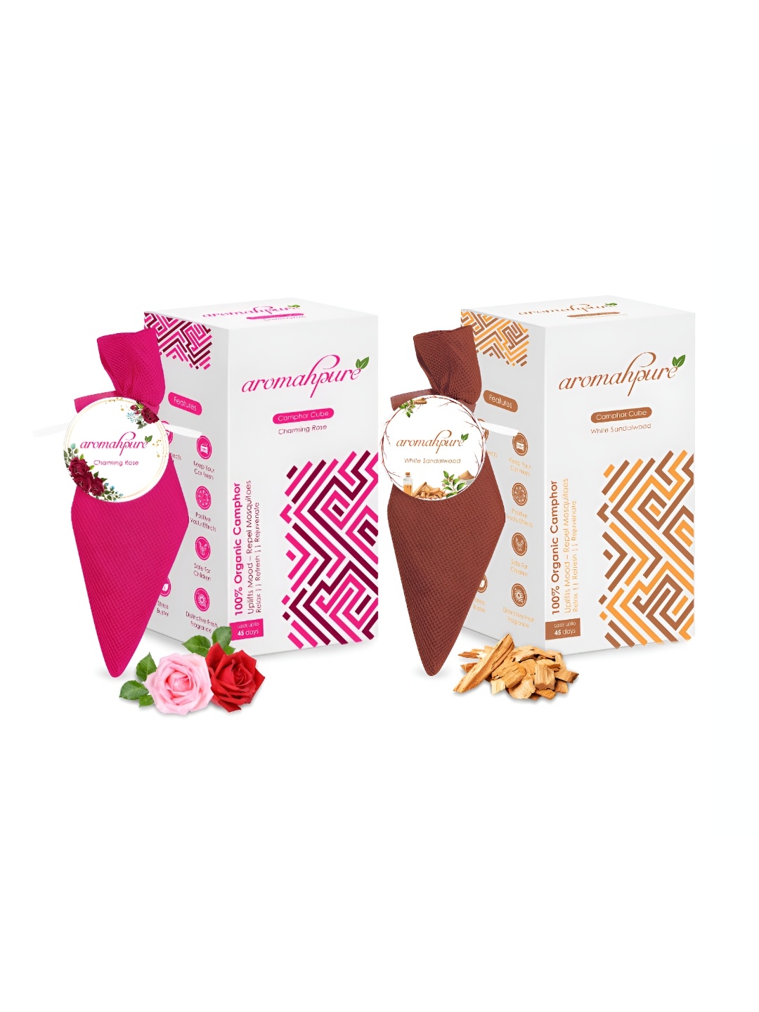 

Aromahpure Pink & Brown 2 Pieces Sandalwood & Rose Camphor Cube Home Fragrances