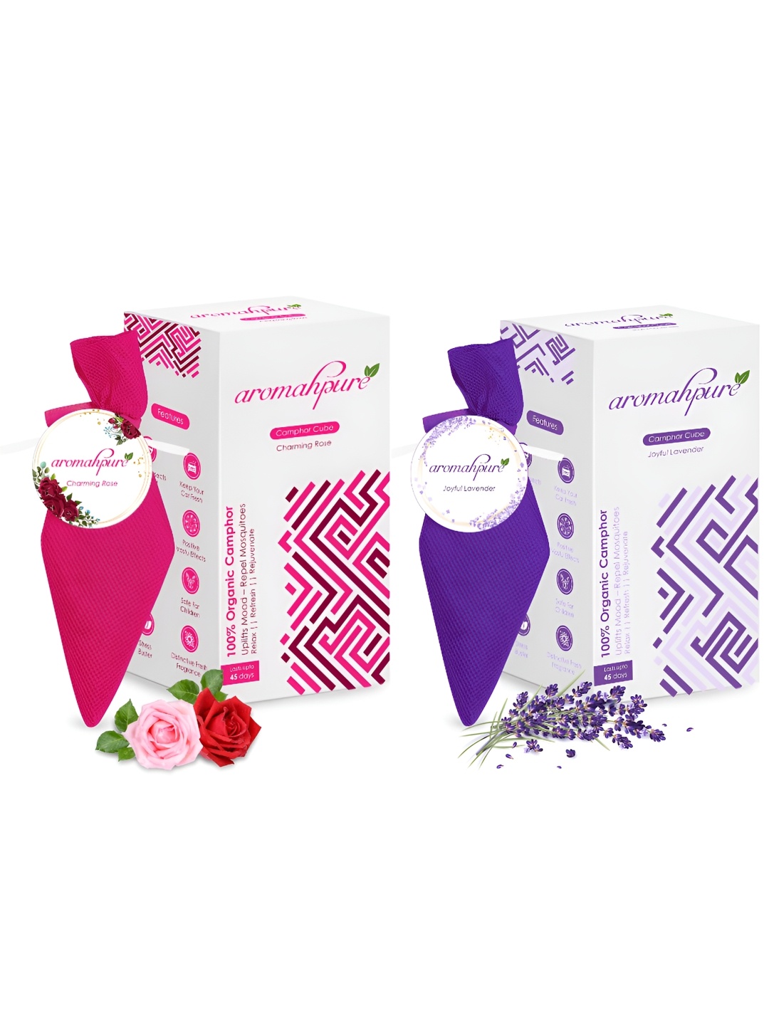 

Aromahpure Pink & Blue 2 Pieces Lavender & Rose Camphor Cube Home Fragrance