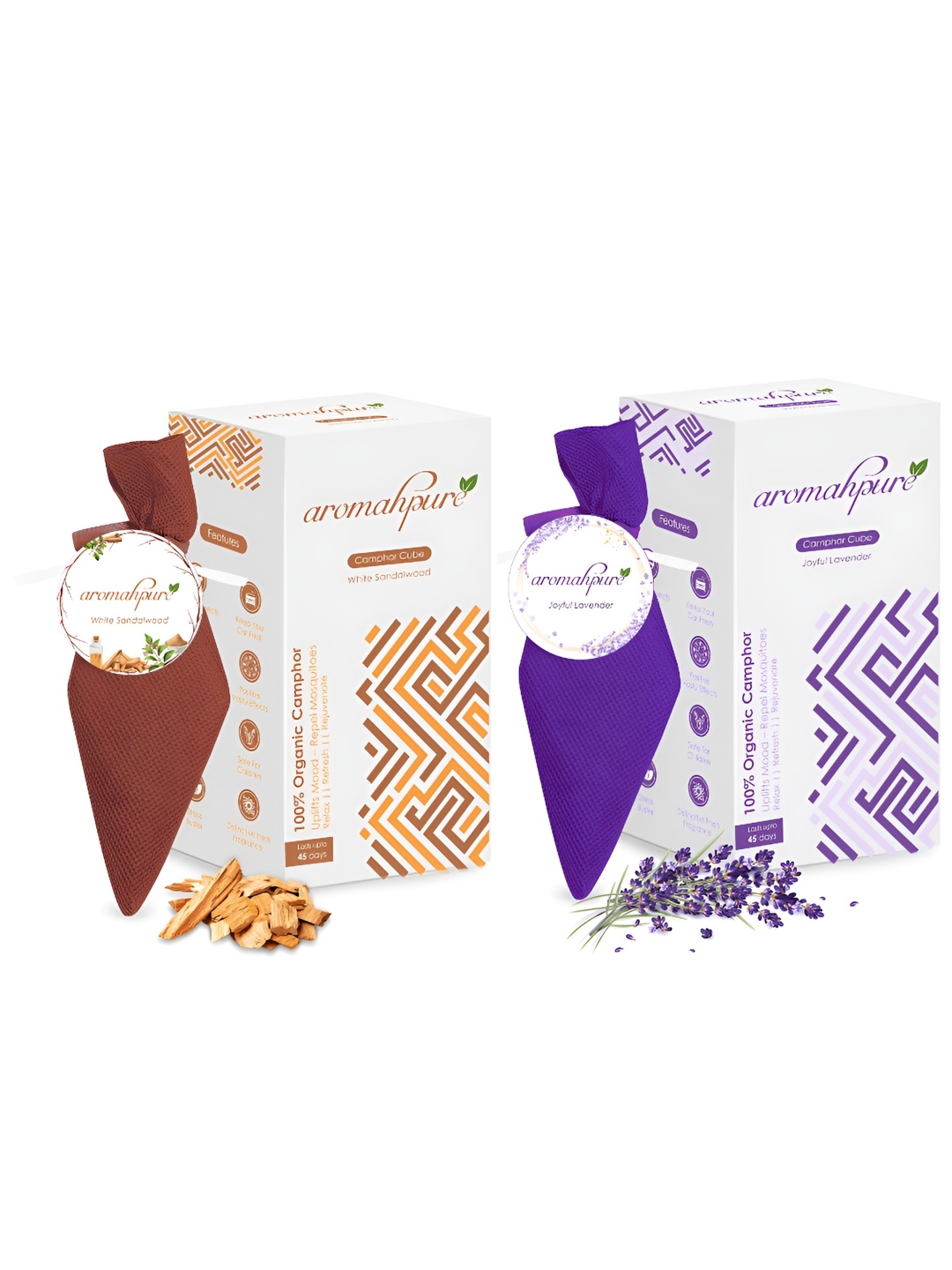 

Aromahpure Lavender & Sandalwood 2 Pieces Camphor Cube Home Fragrances, Blue
