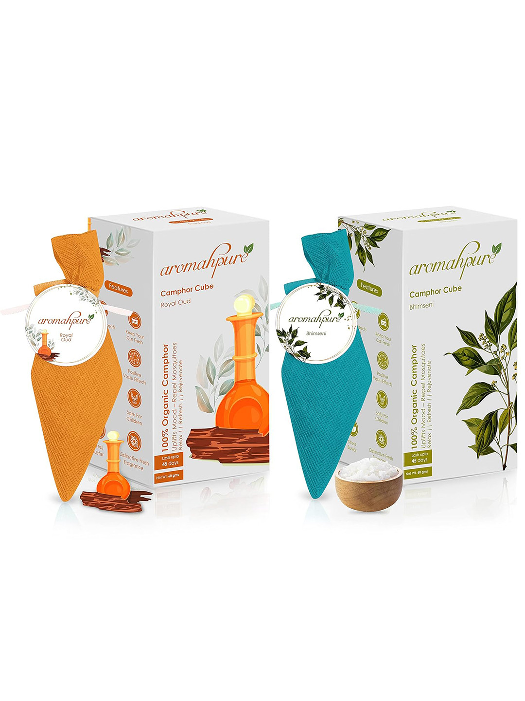 

Aromahpure Pack 2 Bhimseni & Royal Oud 45 Days Fragrances, Na