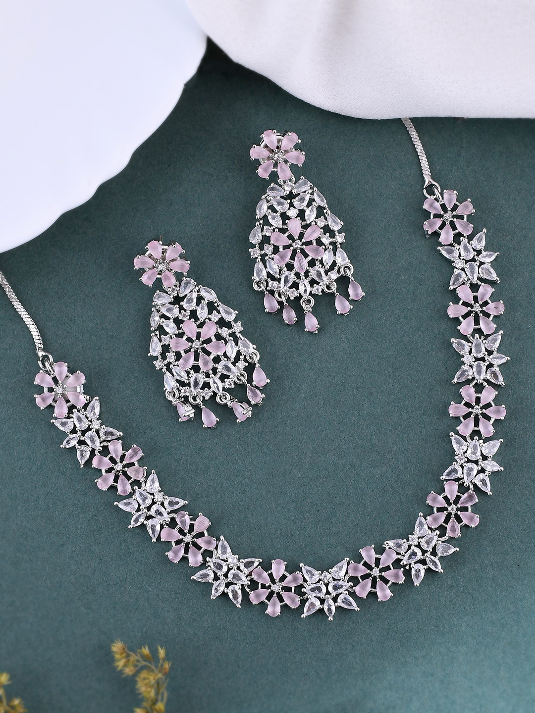 

Silvermerc Designs Silver-Plated AD Studded Jewellery Set
