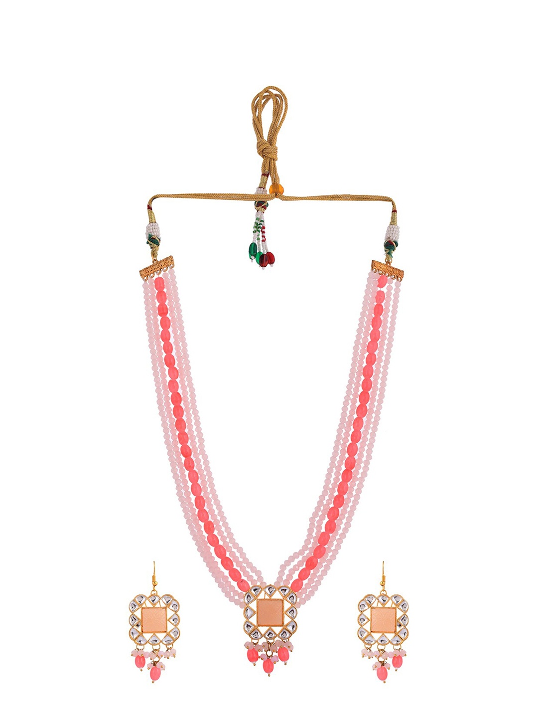 

Silvermerc Designs Gold-Plated Kundan-Studded & Beaded Jewellery Set