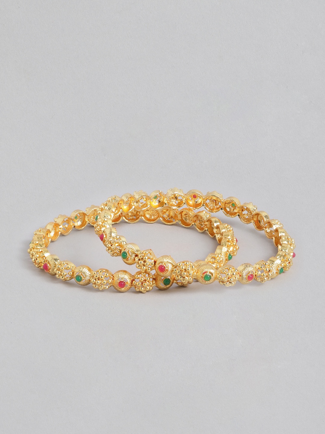 

House of Pataudi Set Of 2 Gold-Plated Textured Bangles