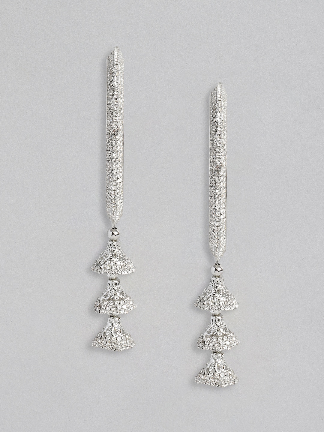 

House of Pataudi Set Of 2 Rhodium-Plated Artificial Stones Studded Bangles, Silver