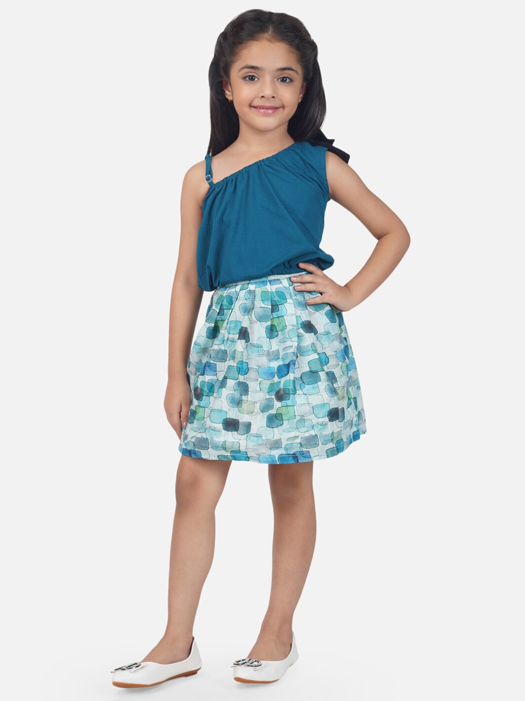 

HERE&NOW Girls Geometric Printed Clothing Set, Blue