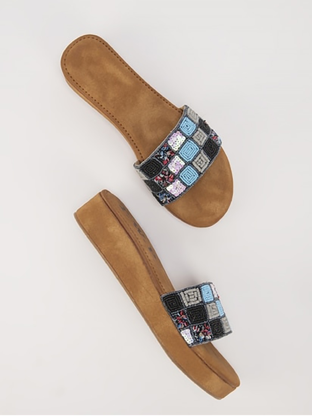 

THE WHITE POLE Embellished Suede Platform Party Heels, Navy blue