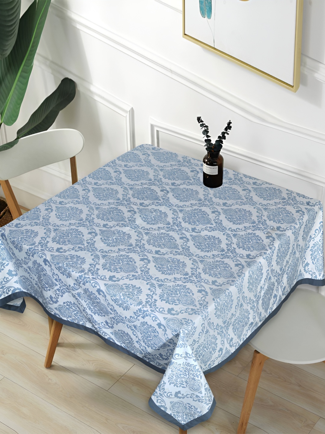 

Texstylers Blue Ethnic Motifs Printed Anti-Slip Cotton 4-Seater Square Table Cover